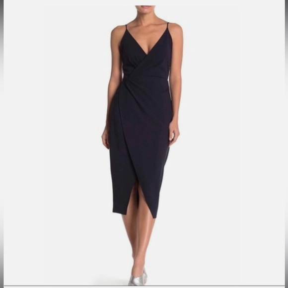 Betsey Johnson Dresses & Skirts - BETSEY JOHNSON Revved up faux wrap tulip hem cocktail party dress black  sz 2